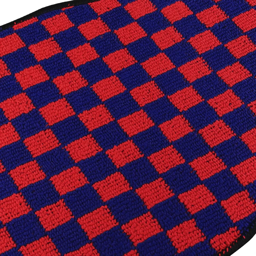 4Pcs JDM Racing  Plush Floor Mat Checkers Vehicle Front Rear Carpets Universal Car Floor Carpet Rugs Non-Slip Car Decoration