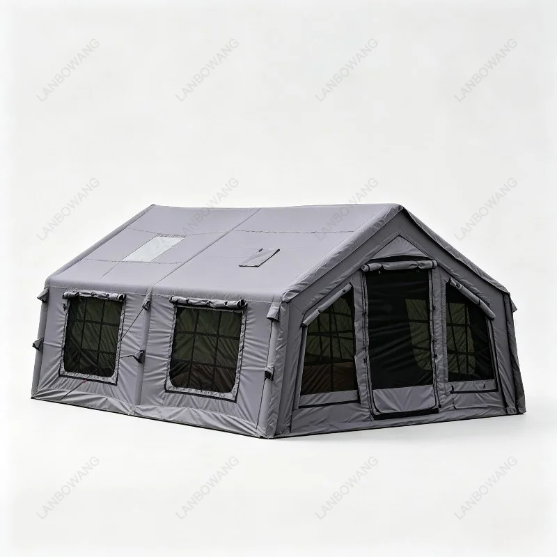 Portable Green Inflatable Camping Tent, 13.6 Size Outdoor Rainproof Free‑Standing Studio Roof‑Type Camping Shelter