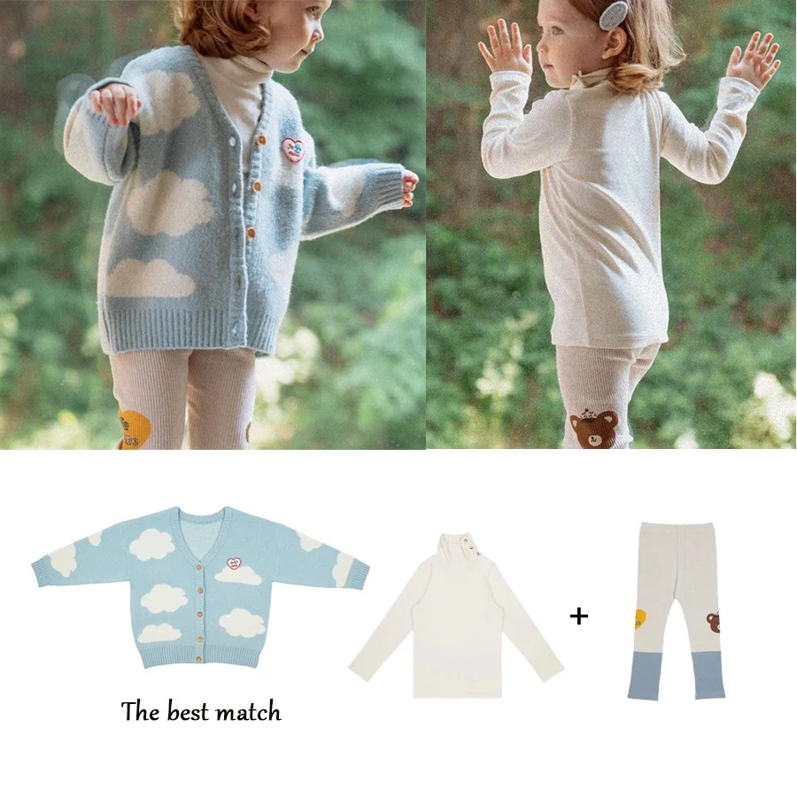 

Jenny&Dave Spot 2023 Autumn/Winter New Product Series Nordic Cloud Cardigan Boys and Girls' Woolen Coat Underlay Set for Childre