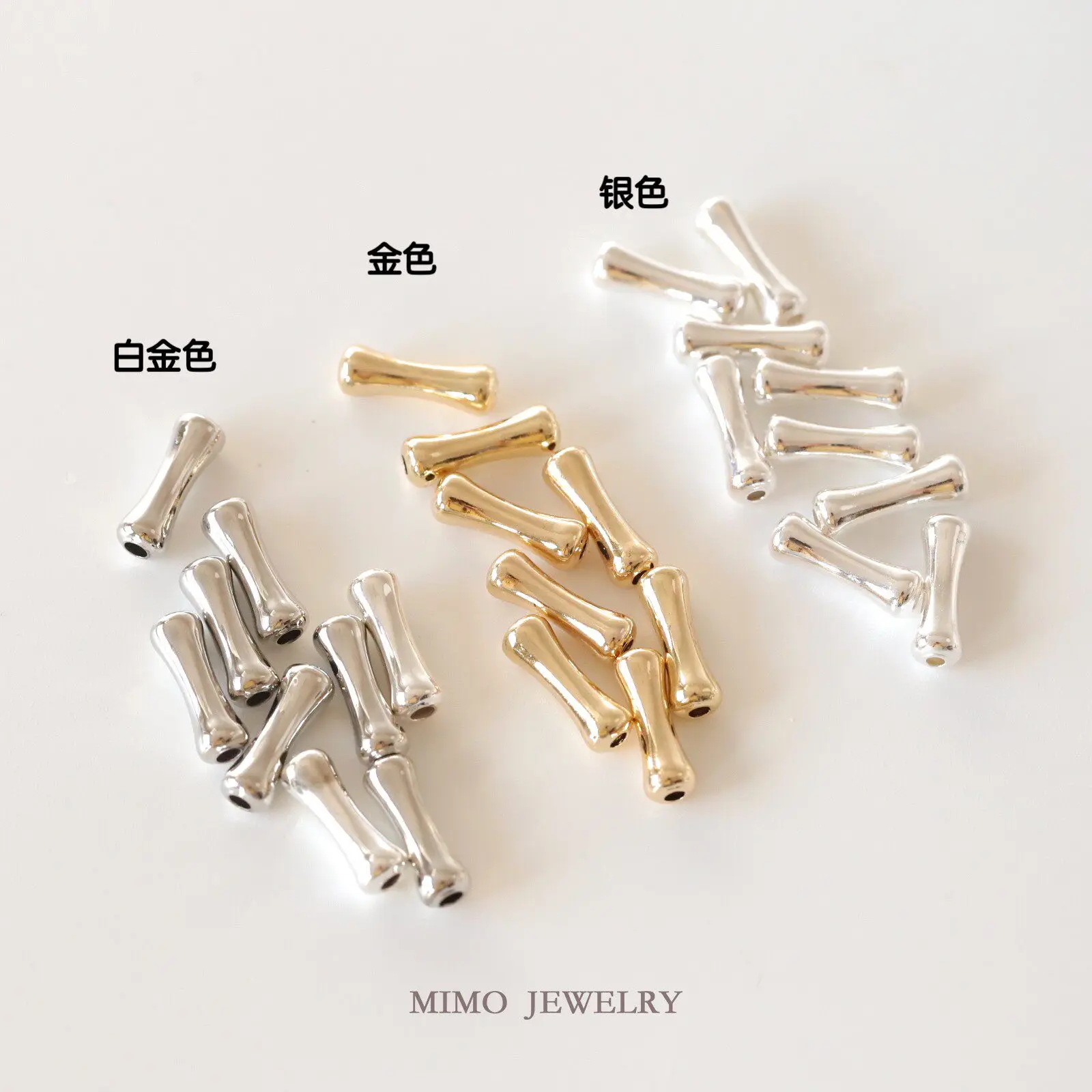 Brass Gold Plated Smooth small bone bone shape Spacer Beads Loose Beads for Jewelry Making DIY Bracelet Necklace Accessories