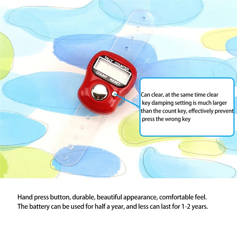 Precisionn LCD Electronic Finger Hand Ring Knitting Row Tally Counter Pedometer Digital Hand Tally Counter Random Color