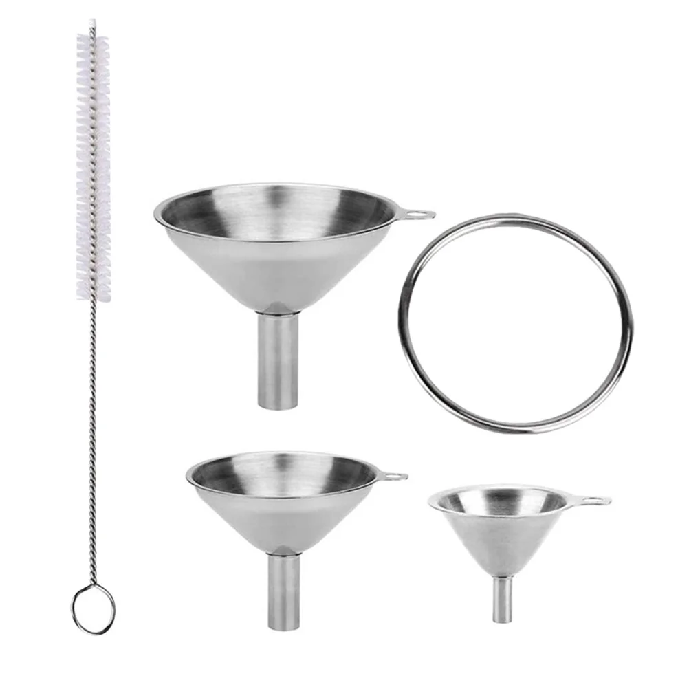

1Set Stainless Steel Wide Mouth Funnel Set for Kitchen Oil Wine Sauce Transfer Leak Free Pouring Tool Compatible with Bottles