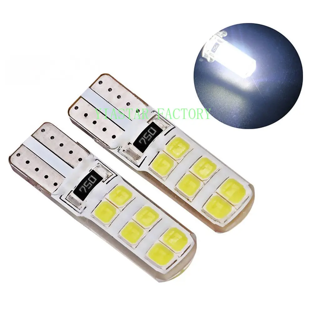 100PCS Uniersal Car Lighting White T10 Car LED Canbus Error Free Bright Light Bulbs W5W 12SMD 2835 Auto Accessories