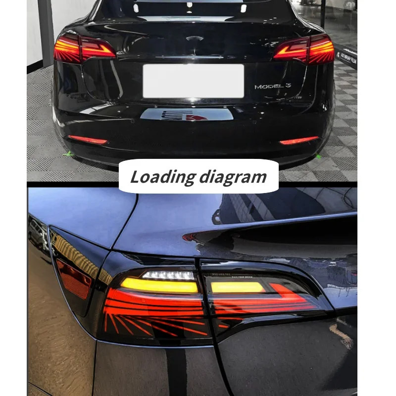 1 pair of modified LED taillights for 2017-2023 Tesla Model 3 Y taillight assembly with sequential turn signal assembly