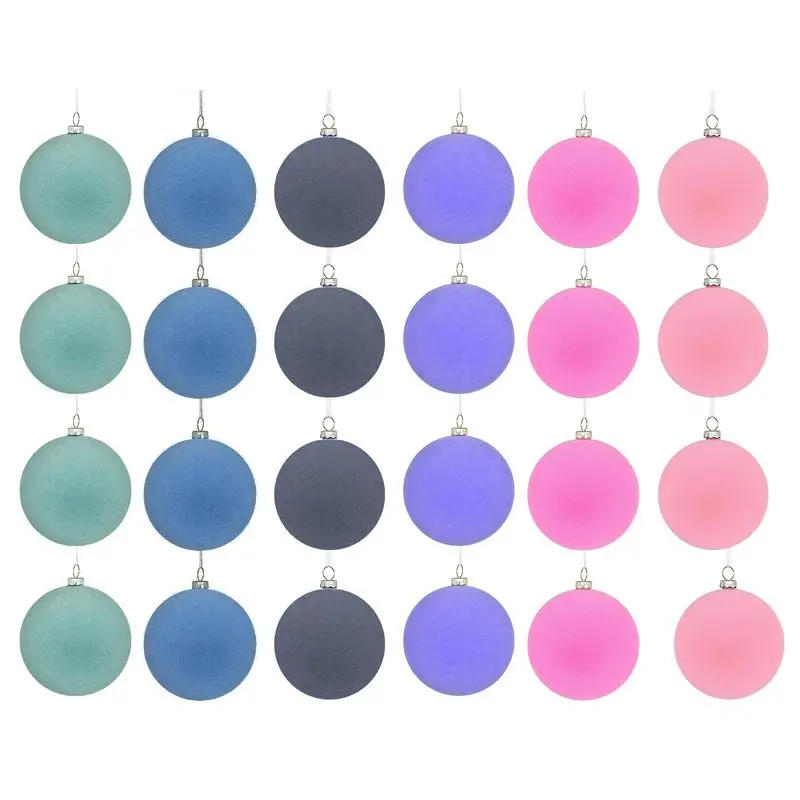 Flocked Attractive festivl Christmas balls Affordable and colorful Set of 12 easy to hang Uniform Size  Handmade Velvet Ornament