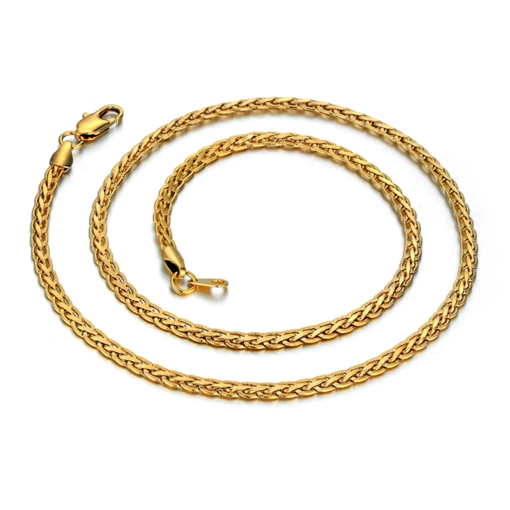 4 مللي متر الذهب والفضة مطلي صغير Foxtail نسج سلسلة قلادة أساور للنساء الرجال موضة جديدة مجموعة مجوهرات من صلب لا يصدأ
