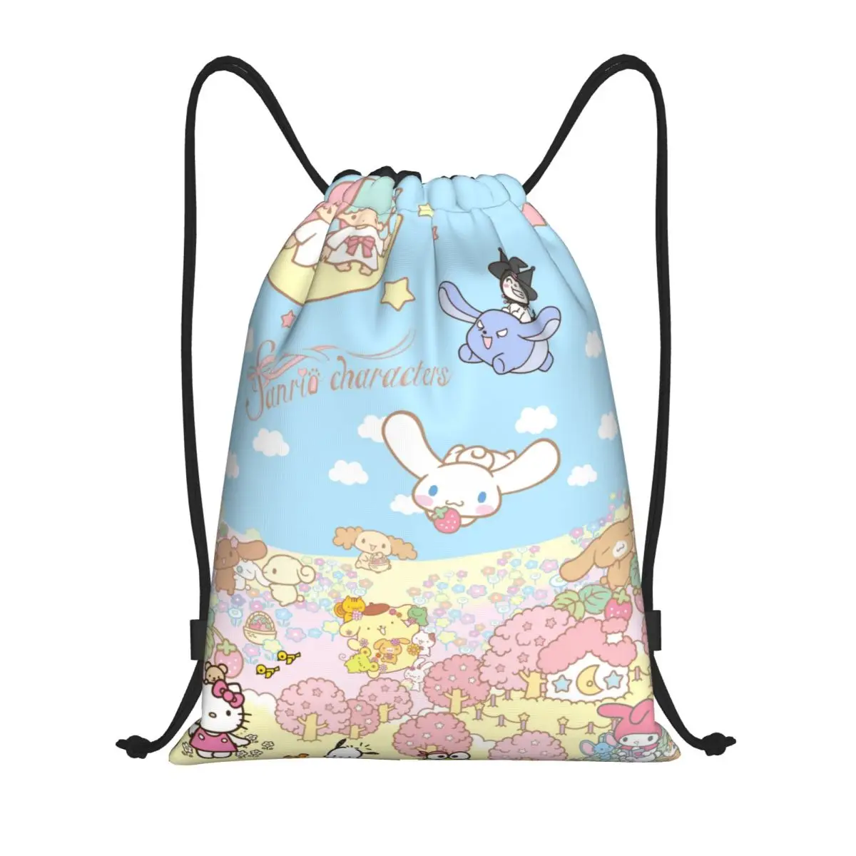 

Sanrio Hello Kitty Melody Kuromi Drawstring Back Pack Bag Travel Storage Package Teenagers Beach Tote Bag School Sport Shoe Bag