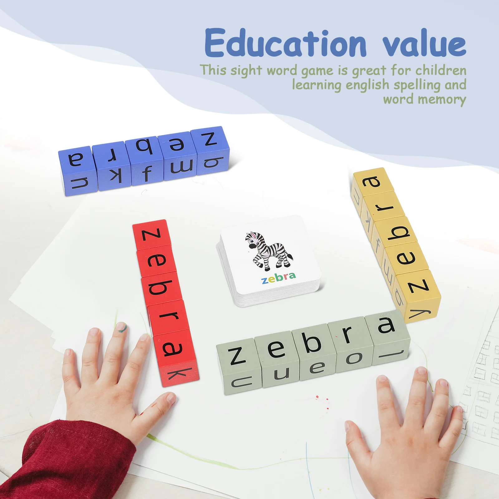 1Set Letter Matching Game Wooden Blocks Spelling Game for Kids Preschool Learning Alphabet Building Word Games for Kids