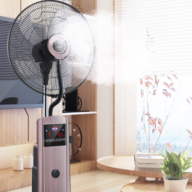 strong wind intelligent floor fan with ice, humidification and cooling, shaking head water-cooled atomizing electric fan