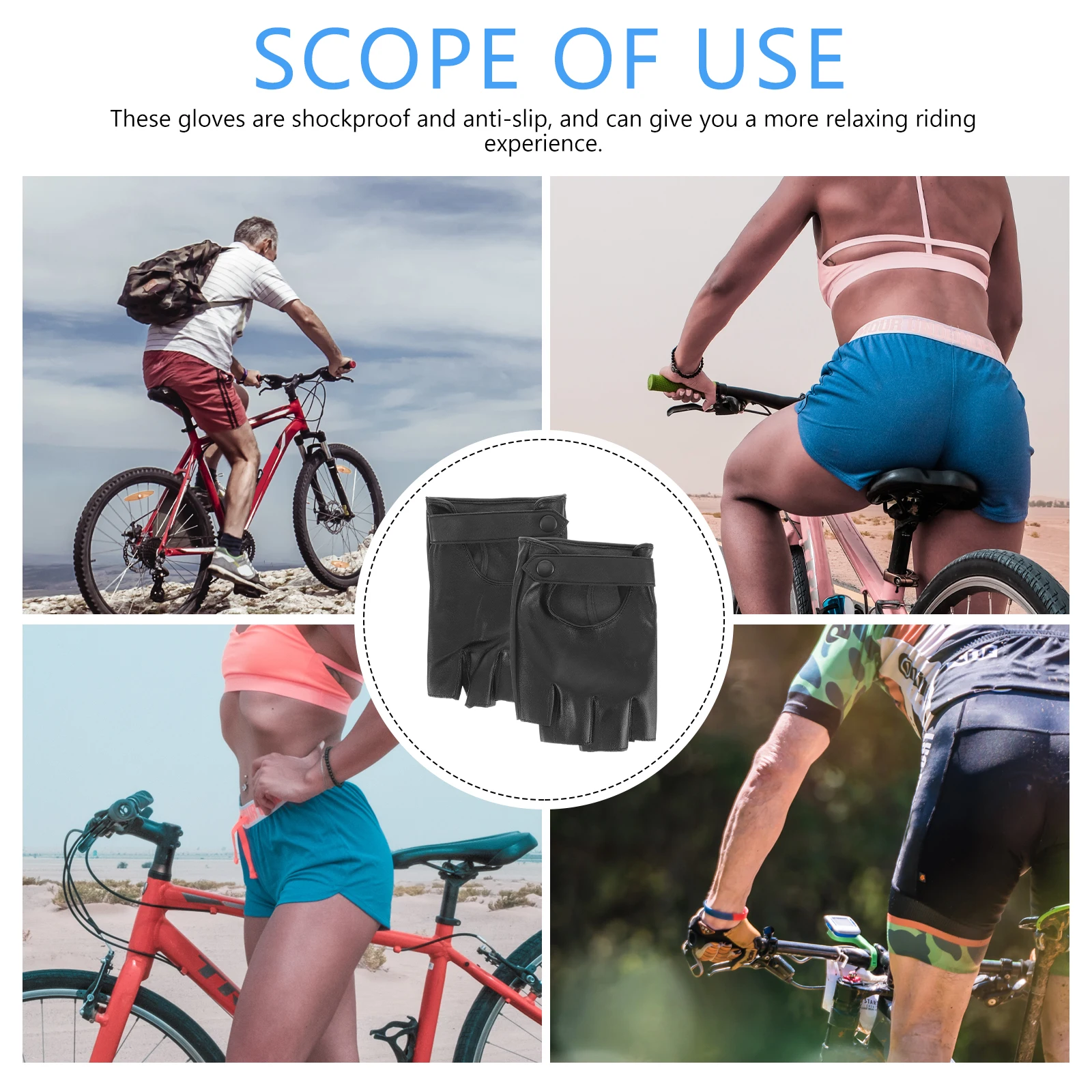 

Half-finger Gloves Fishing Lightweight Cycling Sport Ride Work Bicycle Riding Bike Mens Biking Aldult