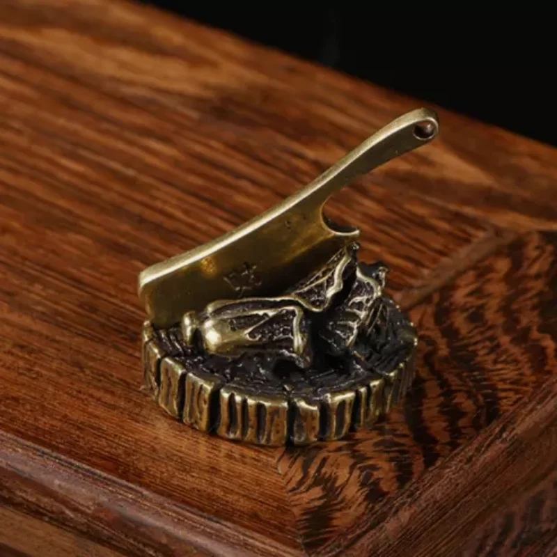 Brass Solid kitchen knife Figurine Statue Home Ornament Collectibles