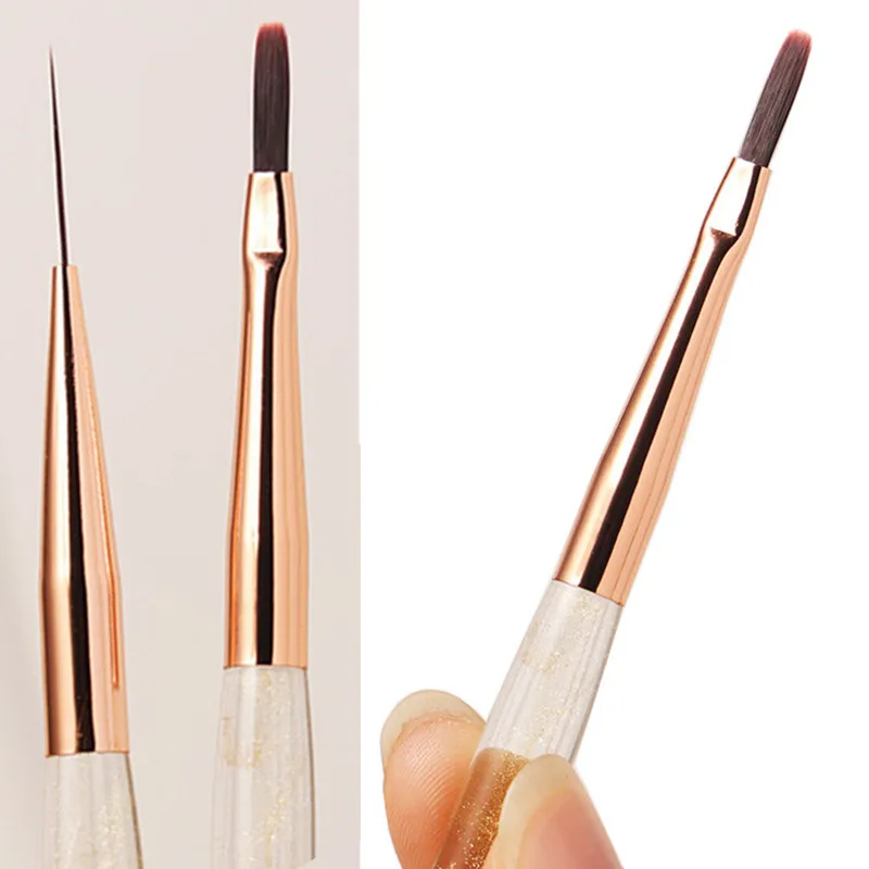 1/2 個透明ハンドルブラシアートライナーマニキュアペイントブラシ Uv ジェルエクステンションビルダー描画ペン