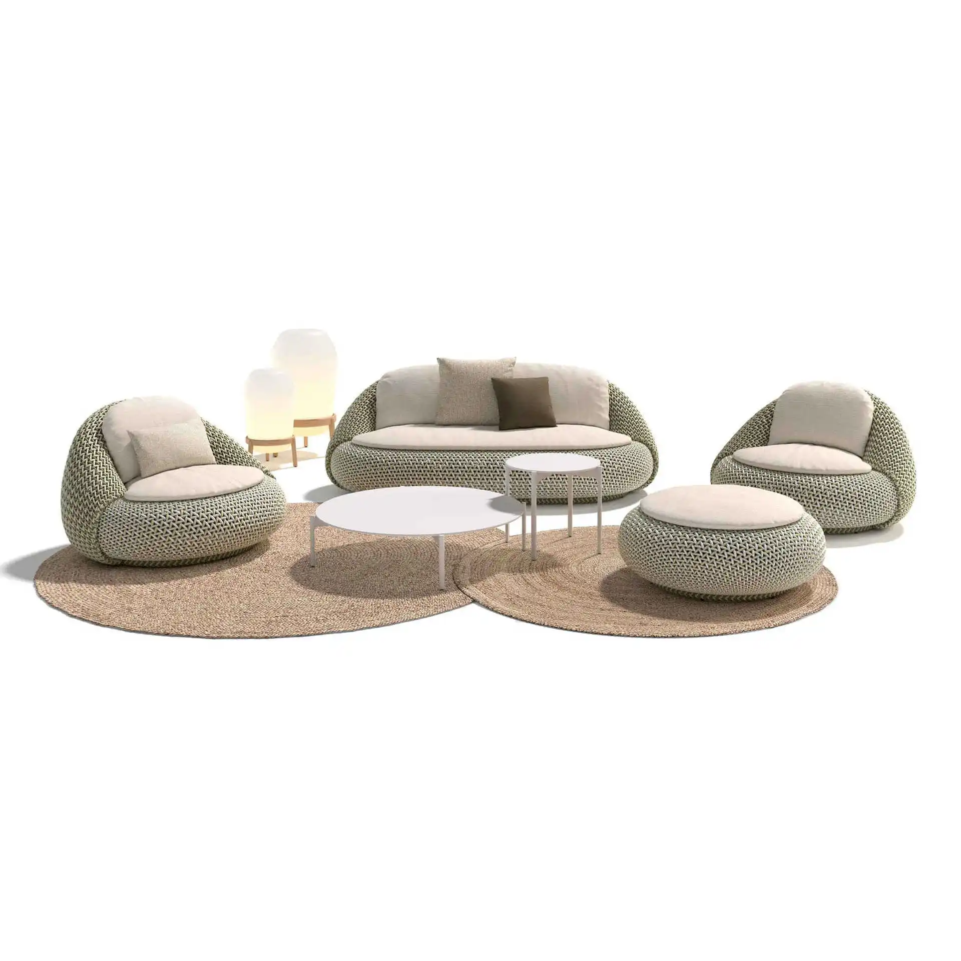 

Rattan table, chair and sofa combination, homestay hotel garden open-air simple waterproof outdoor furniture for parties