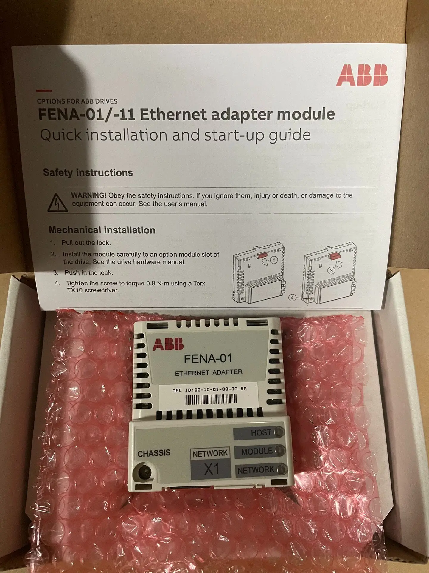 FENA-01 New ABB Inverter Ethernet Communication Module, New Inventory Tape