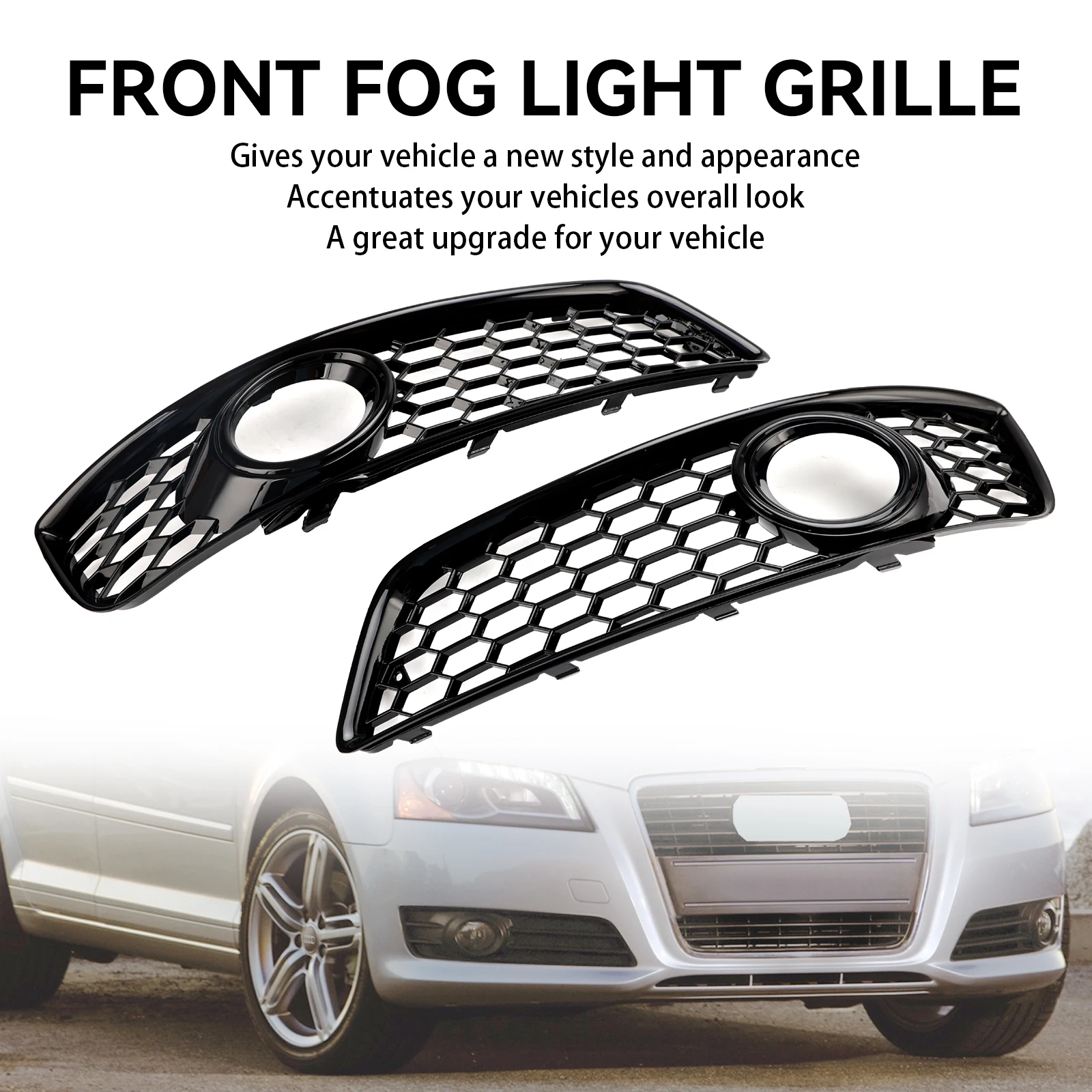 

Artudatech Honeycomb Bumper Front Fog Light Grill Grille Cover Fit for for Audi A3 8P 2009-2013