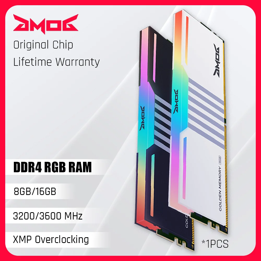 

Оперативная память GMOG DDR4 RGB 8 ГБ 16 ГБ 3200 МГц 3600 МГц XMP Gaming Memoria RAM для настольных компьютеров 288-Pin 1.2V Dimm пожизненная гарантия