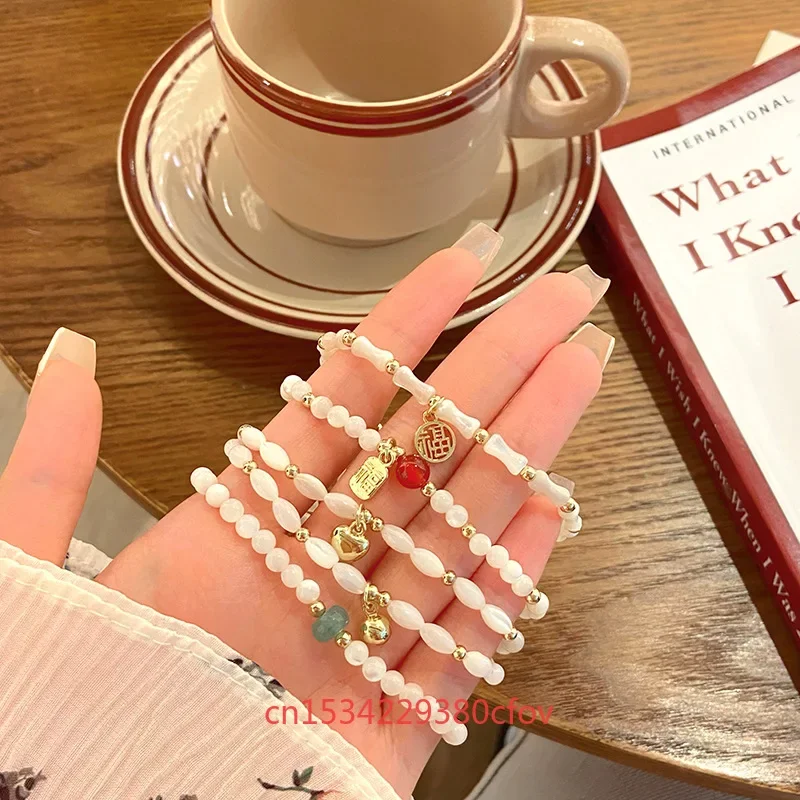 New Naturally Rice Grains Shell Beads Bracelet Sweet Refreshing Charm Jewellery Fashion Fairy Handmade Exquisite Gift