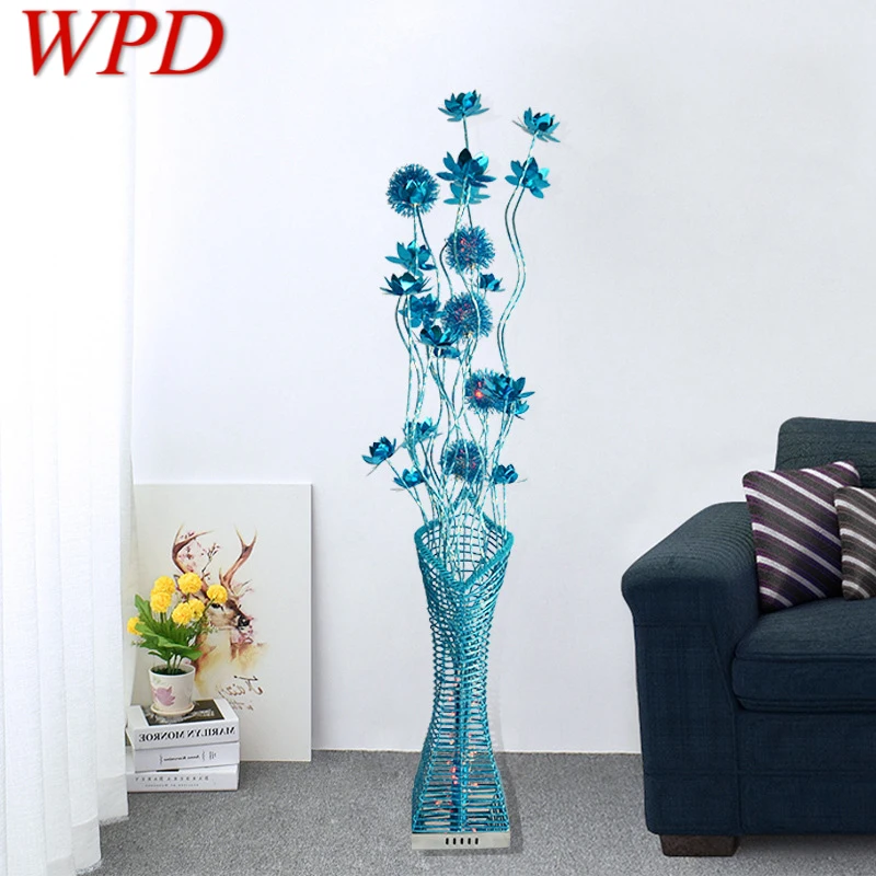 

WPD Nordic Blue Floor Lamp Fashionable Modern Iiving Room Bedroom Hotel Aluminum Wire LED Sofa Originality Decorative Light