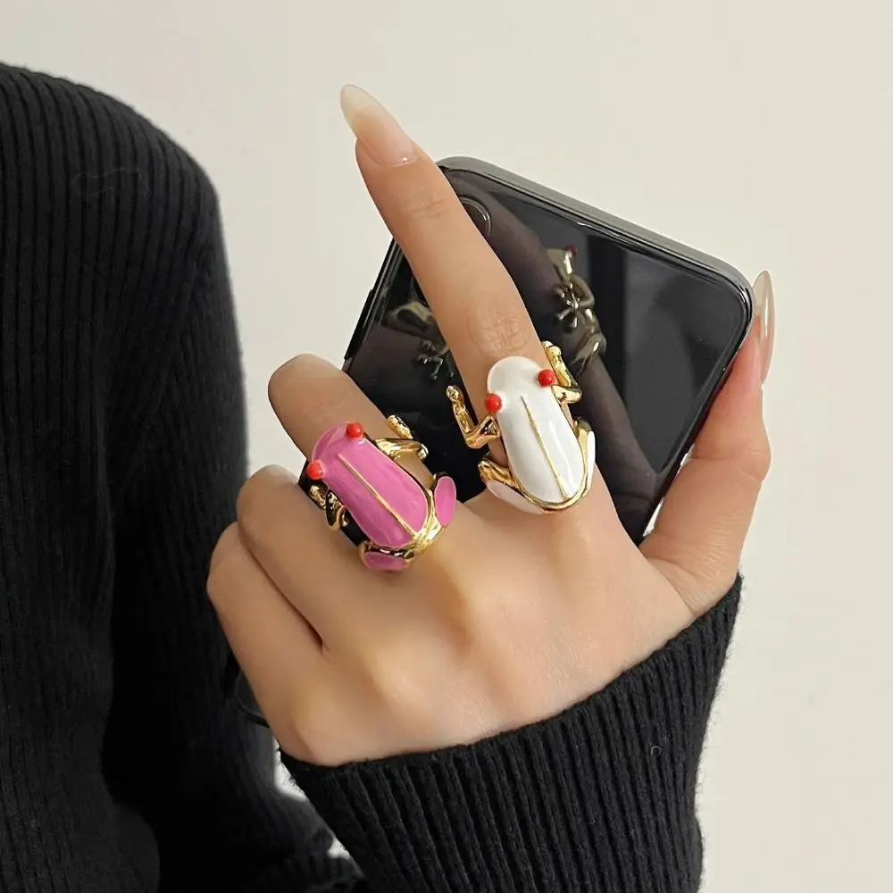 

Vintage Dripping Oil Frog Drip Oil Ring Geometric Jewelry Accessories Painting Ring Minority Design Alloy Enamel Ring Men