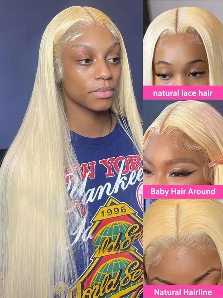 Honey Llond Lace Frontal Wig para Mulheres, Cabelo Humano Liso, HD Transparente Lace Front Perucas, 220 Densidade, 13x6, 613