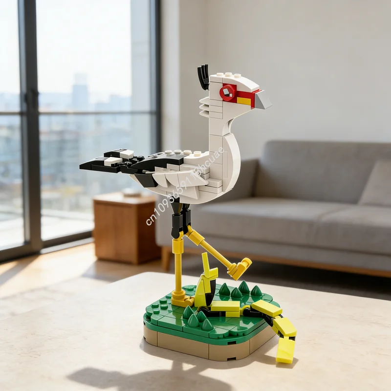 

212 деталей MOC Конструктор «Секретарская птица» (Sagittarius Serpentarius), архитектурная модель, рождественский подарок, развивающая игрушка, идея для подарка