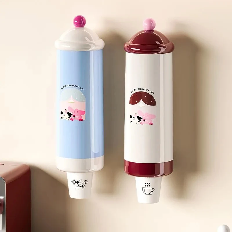 

No-Drill Hanging Paper Cup Holder Water Dispenser Cup Rack Once-Off Cup Taker Home Bathroom Storage Organizer Plastic Material