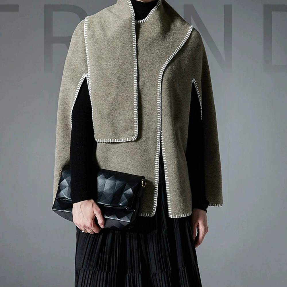 

Mid-to-high-end European and American spring, autumn and winter 2025 new double-sided stitching cloak shawl-GZXX724