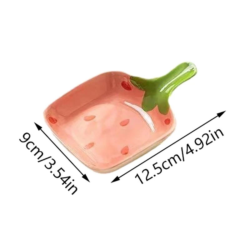 Super Cute Cartoon Strawberry Dipping Saucer Household Three-Dimensional Ceramic Saucer Ketchup Snack Plate Vinaigrette
