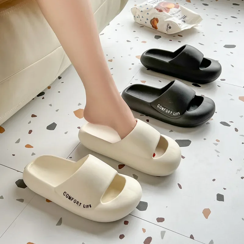 

Thick Platform Bathroom Home Slippers Women Fashion Soft Sole EVA Indoor Slides Men Sandals Non-Slip Couple Summer Flip Flops