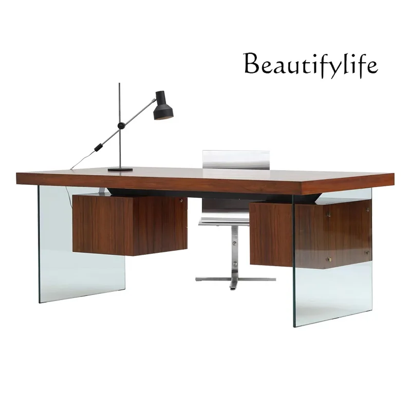 

Acrylic solid wood desk, modern new luxury tea table, long table workbench, foreign trade OEM furniture