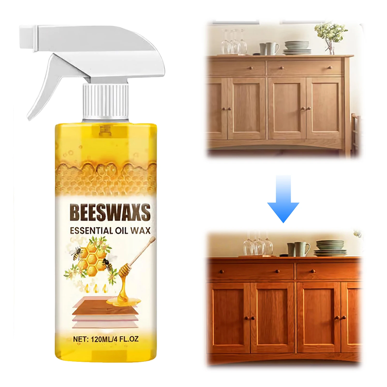 Beeswax Wood Polish Scratch Wear Repair Non-Greasy Wood Cleaner Natural Micro-Molecular Suitable for Wooden Floors and Furniture