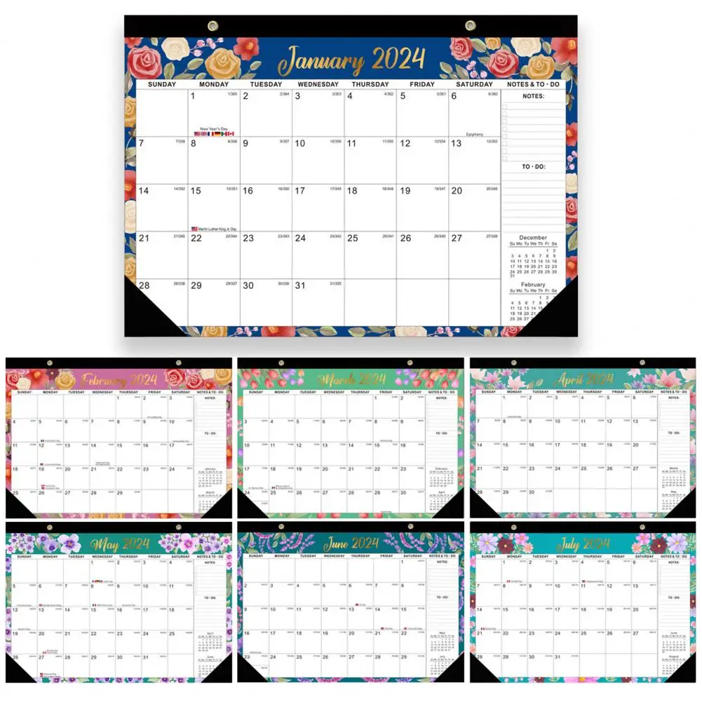 2024 Calendar Yearly Planner 2024 Wall Calendars with Lanyard Durable Monthly Planners To-do Lists New Year for Organization