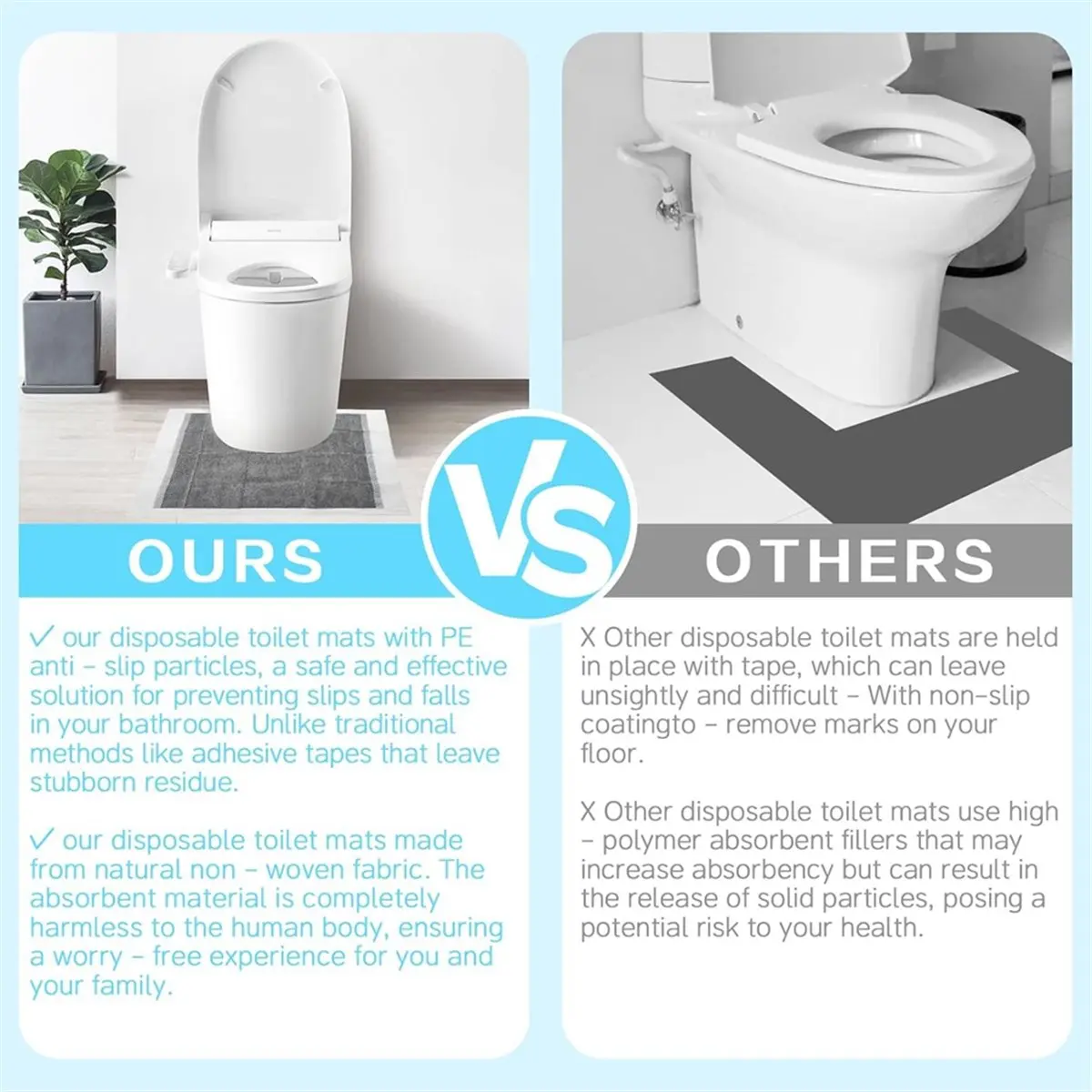 

25 Pack Disposable Toilet Mats,Absorbent Toilet Floor Protector Non-Slip Bathroom Potty Training Mat