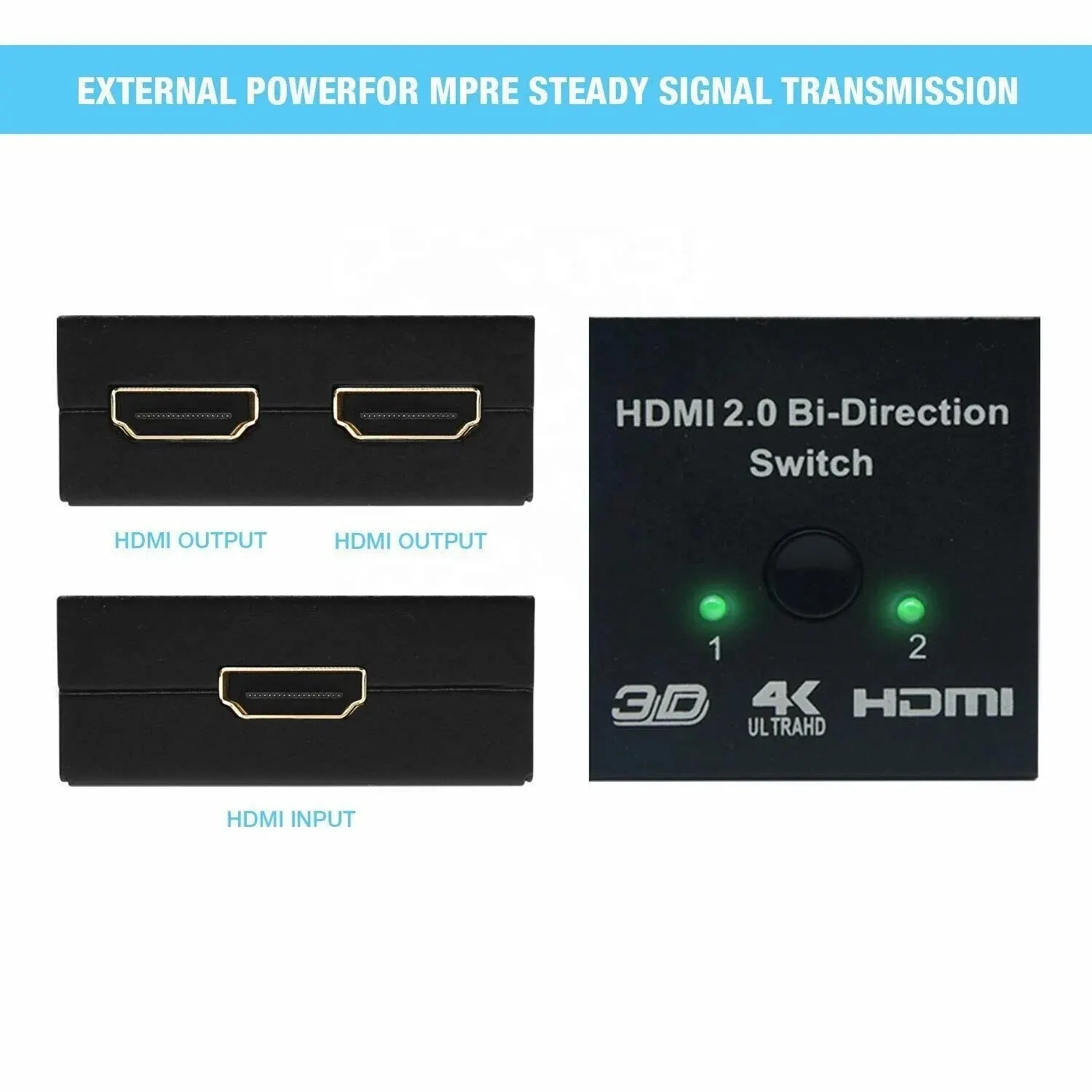 HDMI 2.0 Switch splitter 4K 60Hz Bi-direction HDMI Splitter HDMI AB Switch splitter 1X2 or 2X1 2 Ports Adapter for PS5 Xbox PS4