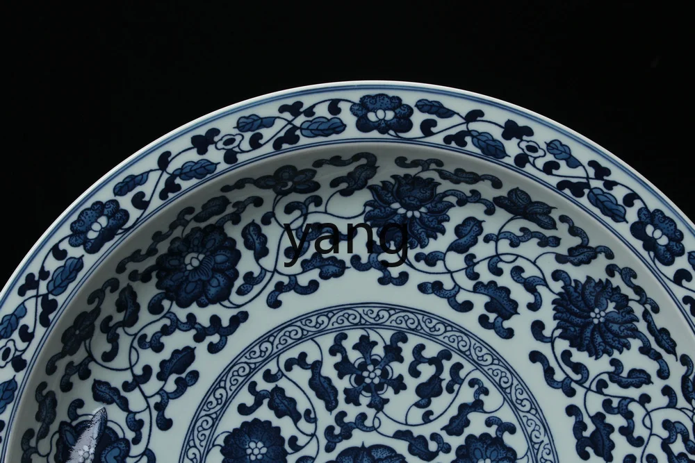 lmm ceramics, high-grade antique blue flowers, flowers sitting cross-legged, modern collection handicrafts