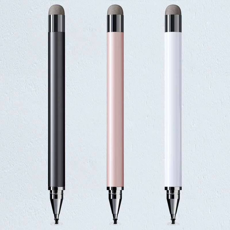 1Pc ローズゴールドデュアルヘッドファイバークロスタッチペン、容量性スクリーンタッチペン、ラップトップ、デスクトップ、学校事務用品、文房具用