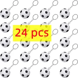 24 Pack White Soccer Keychains,Mini Soccer Stress Ball Keychains,Sports Ball Keychains,School Carnival Reward for Kids