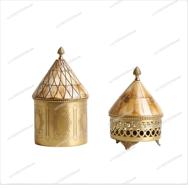 For Carved Retro Brass Beef Bone Decorative Box European Classical Model Room Storage Jar Candle Extinguisher Decoration