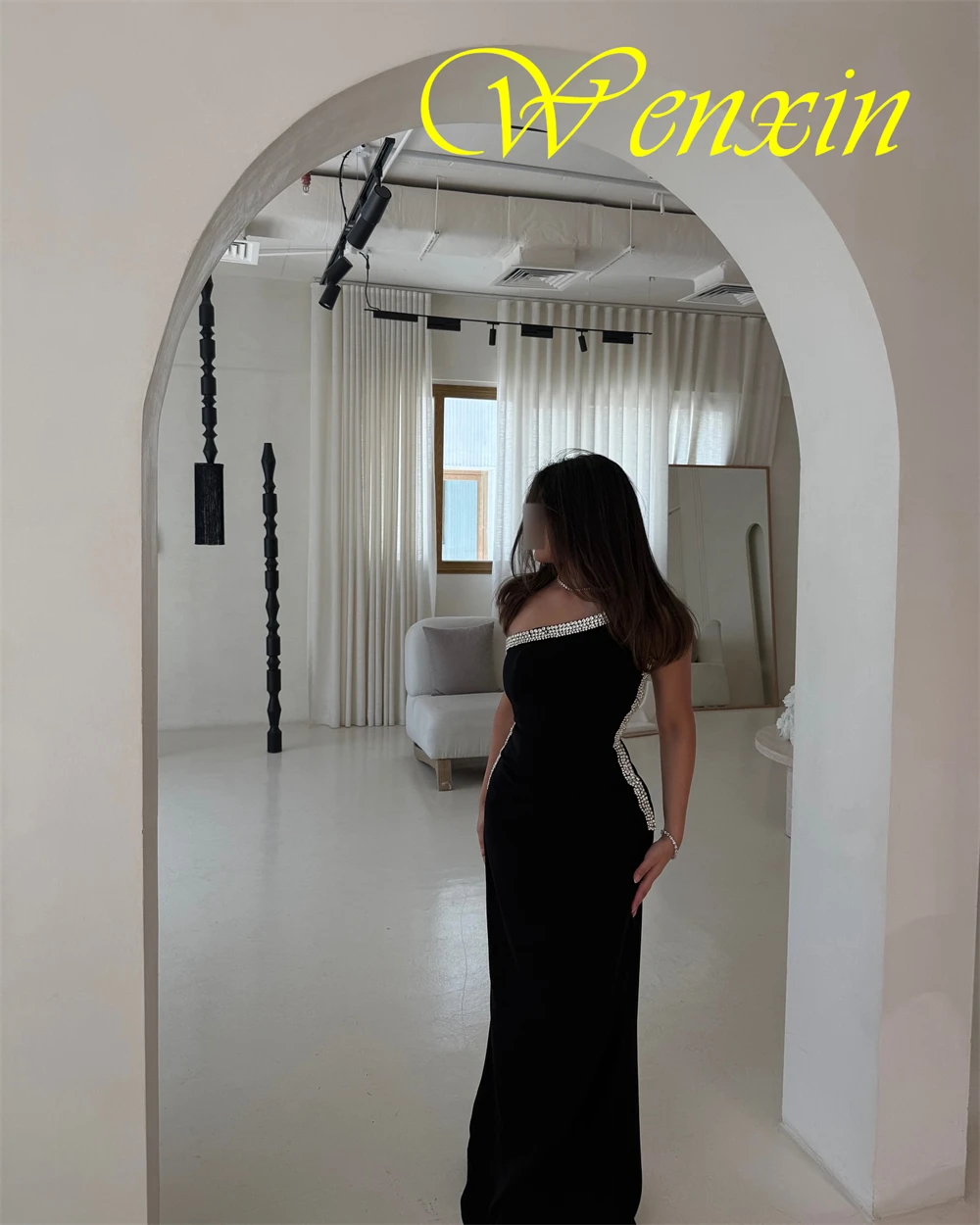 Robe De soirée en Jersey noir moderne, personnalisée, asymétrique épaule dénudée, robes De soirée De luxe avec traîne De balayage