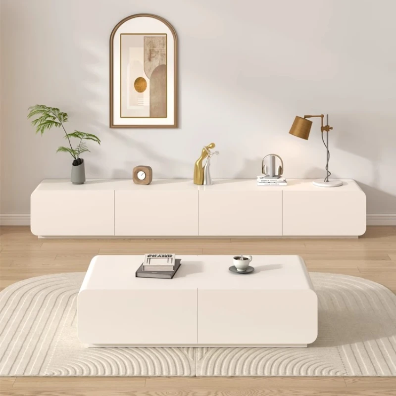 

Solid Wood Standing Modern Simple TV Cabinet Designer Living Room Apartments Cream-style Coffee Small High-end Home Furniture