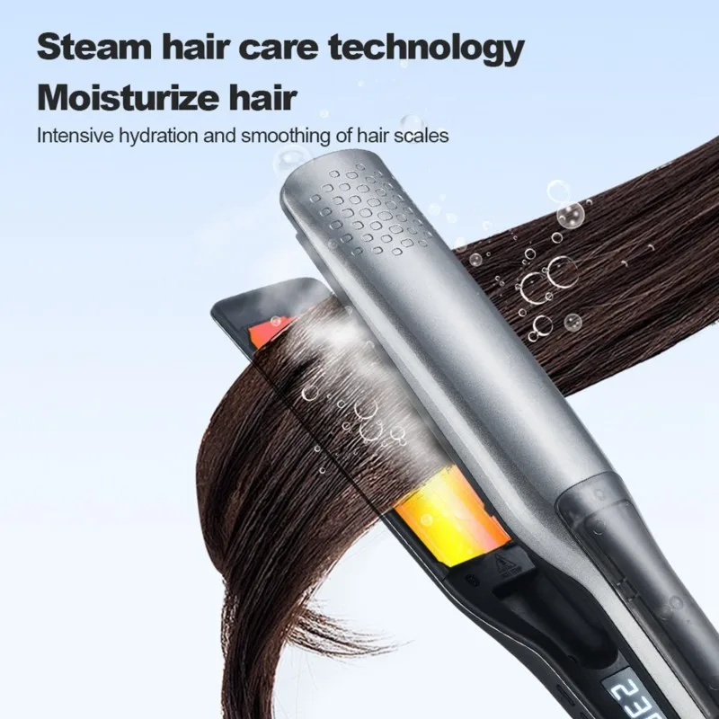 [hihi]-トルマリンセラミックヘアストレートナー-デュアル電圧、マルチ温度制御、スチーム機能、米国プラグ