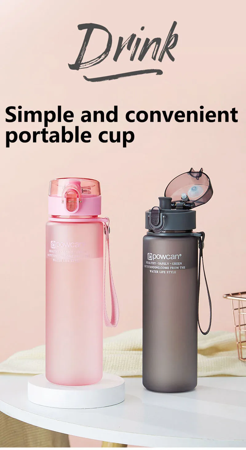 600ml 500ml 400ml Portable Leak-proof Frosted Tea Water Bottle Tour Outdoor Sports Drinking Plastic Transparent My Water Bottles