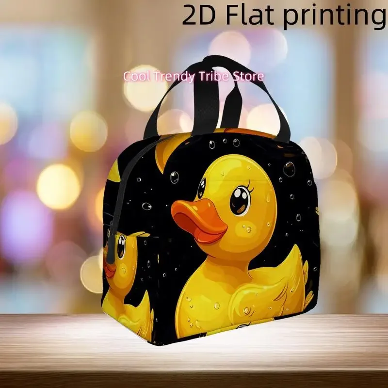 1pc an Adorable Yellow Rubber Duck Swimming in Water, Featured on a Printed Insulated Cooler Bag - a Reusable And Portable Hot A