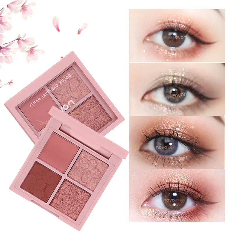 Palette di ombretti a 4 colori: toni opachi e morbidi, lunga durata, trucco occhi, fard, contorni completi e tridimensionali