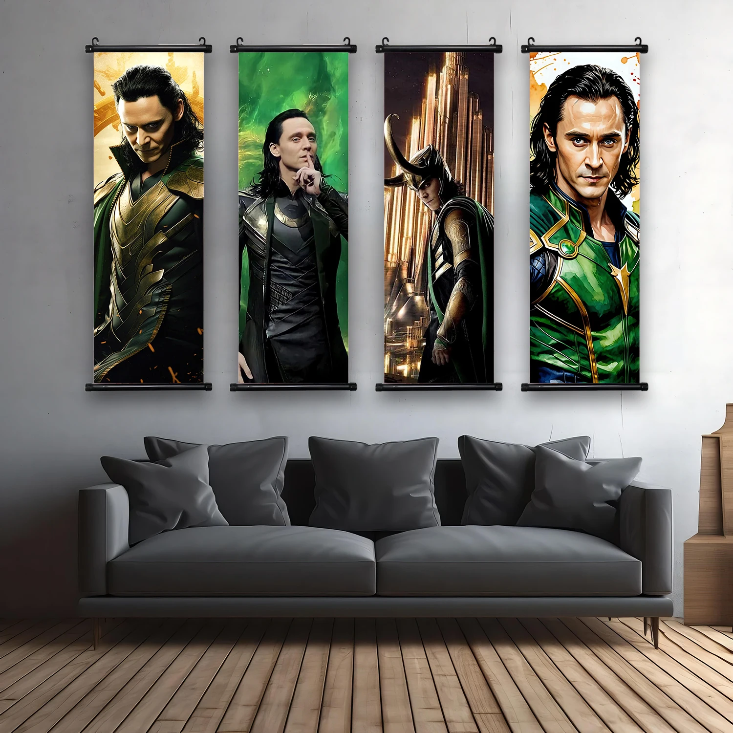 Marvel The Avengers Movie Loki Hanging Scroll Poster Artwork Home Decoration Decor Avengers Wallpaper Canvas Painting Print Gift