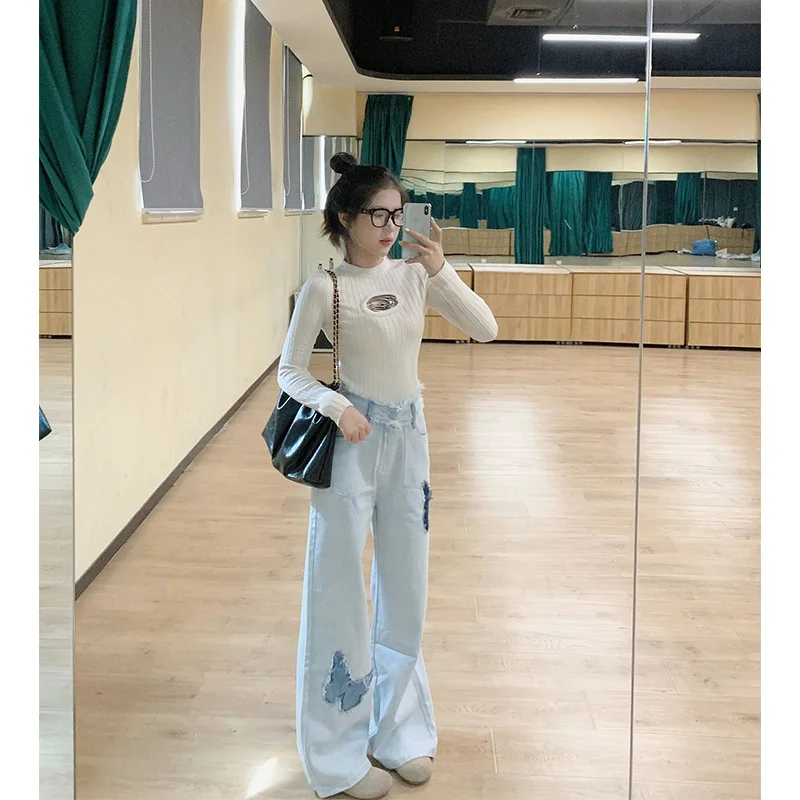 

Женский вязаный базовый слой Ele Hollow out Long Sve, тонкий утягивающий топ, модный, ранняя осень, профессиональный предмет