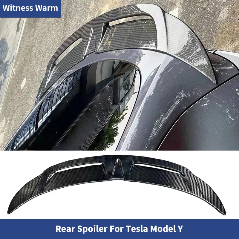 For Tesla Model Y Carbon Fiber Rear spoiler Trunk Lip wings Car body kit modification