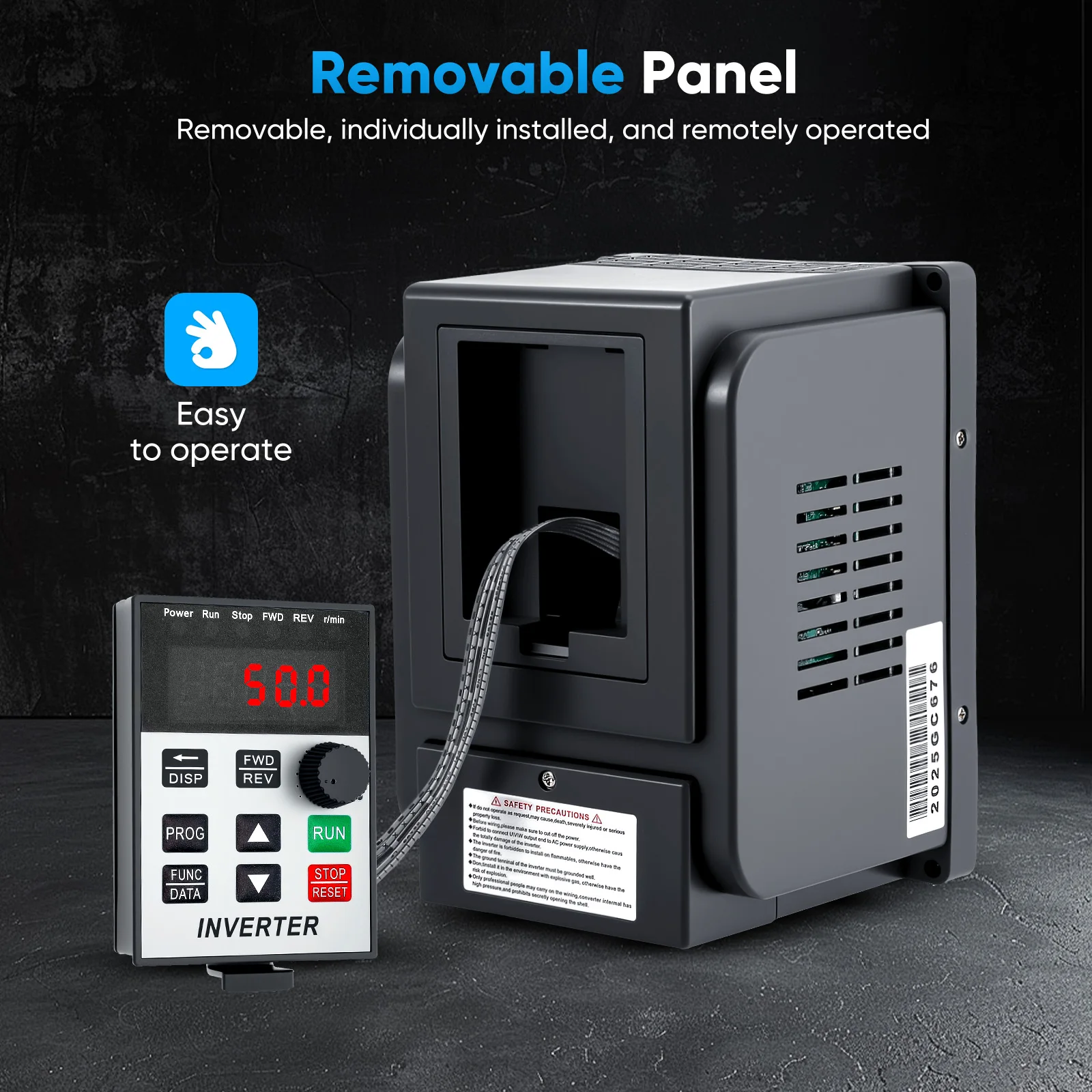 Variable Frequency Drive, 2.2KW Single Phase to 3 Phase Converter 220V to 380V Output VFD  Motor Speed Controller