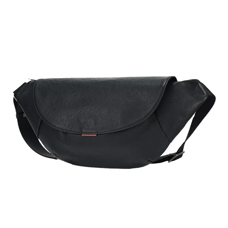 Top Layer Cowhide High-End Men's Crossbody Backpack Casual Motorcycle Bag Men's Large Capacity Leather Chest Bag