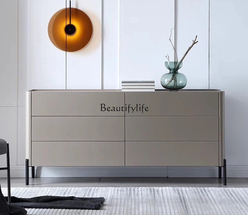 

04Italian minimalist paint chest cabinet bedroom light luxury storage TV cabinet